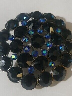 Vintage Blue AB Crystal Brooch